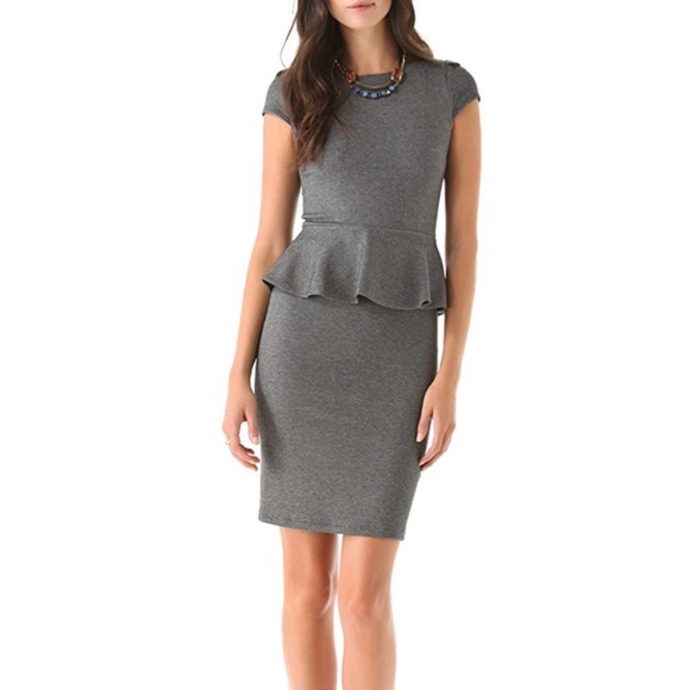 Alice + Olivia gray Victoria peplum dress, 2